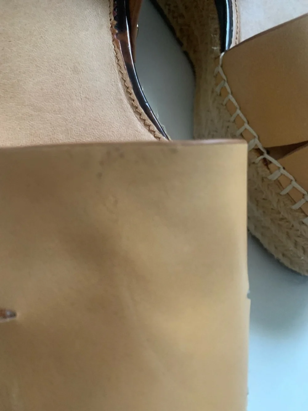 Franco Sarto Cognac Leather Espadrille Wedge Sandals
